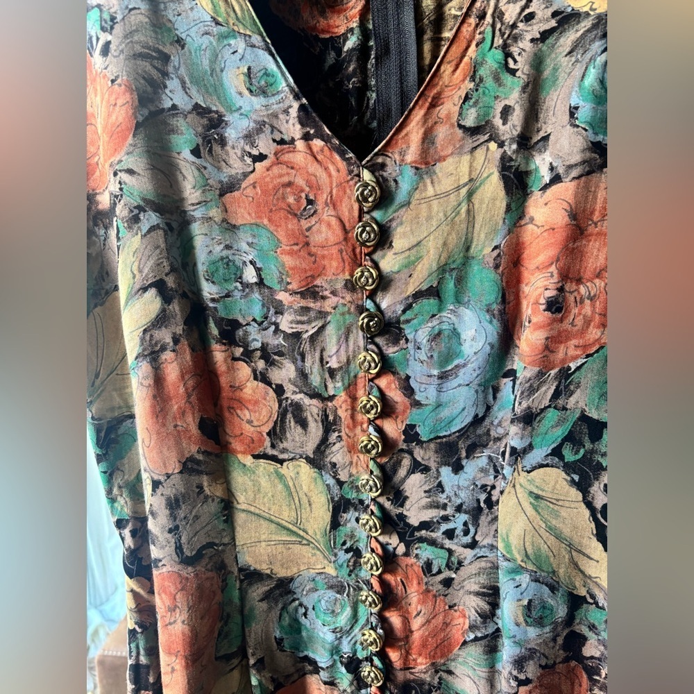 Vintage LA BELLE | floral midi dress | size 7 - Picture 5 of 6